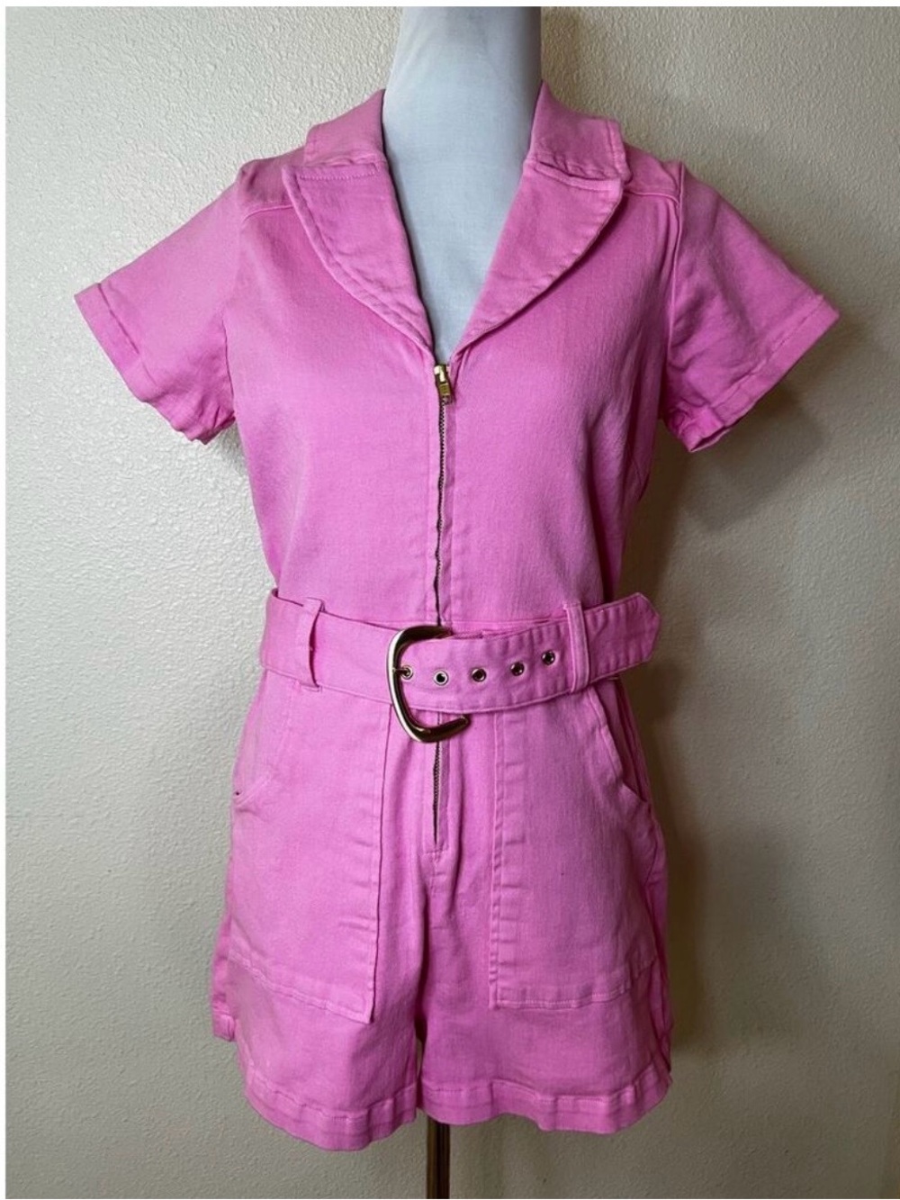 Show Me Your Mumu SMYM Outlaw Romper in bubblegum pink denim LARGE